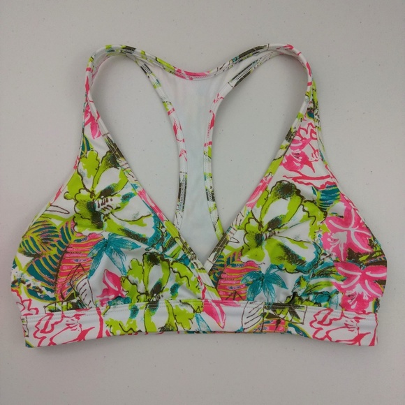 Athleta Other - Athleta size M white floral surplice sports bra
